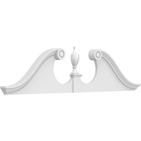 Ekena Millwork Rams Head Architectural Grade PVC Pediment (Urn Ships Unattached in Box), 66"W x 16-1/2"H x 2-3/4"P PEDPS066X165RHP00